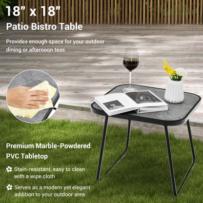 Juego de tumbonas plegables de patio de 3 piezas con mesa de PVC - Negro