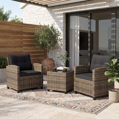 DirectDeals 3-Pc patio conversation set with brown wicker and glass table on Tampa Home & Garden Store