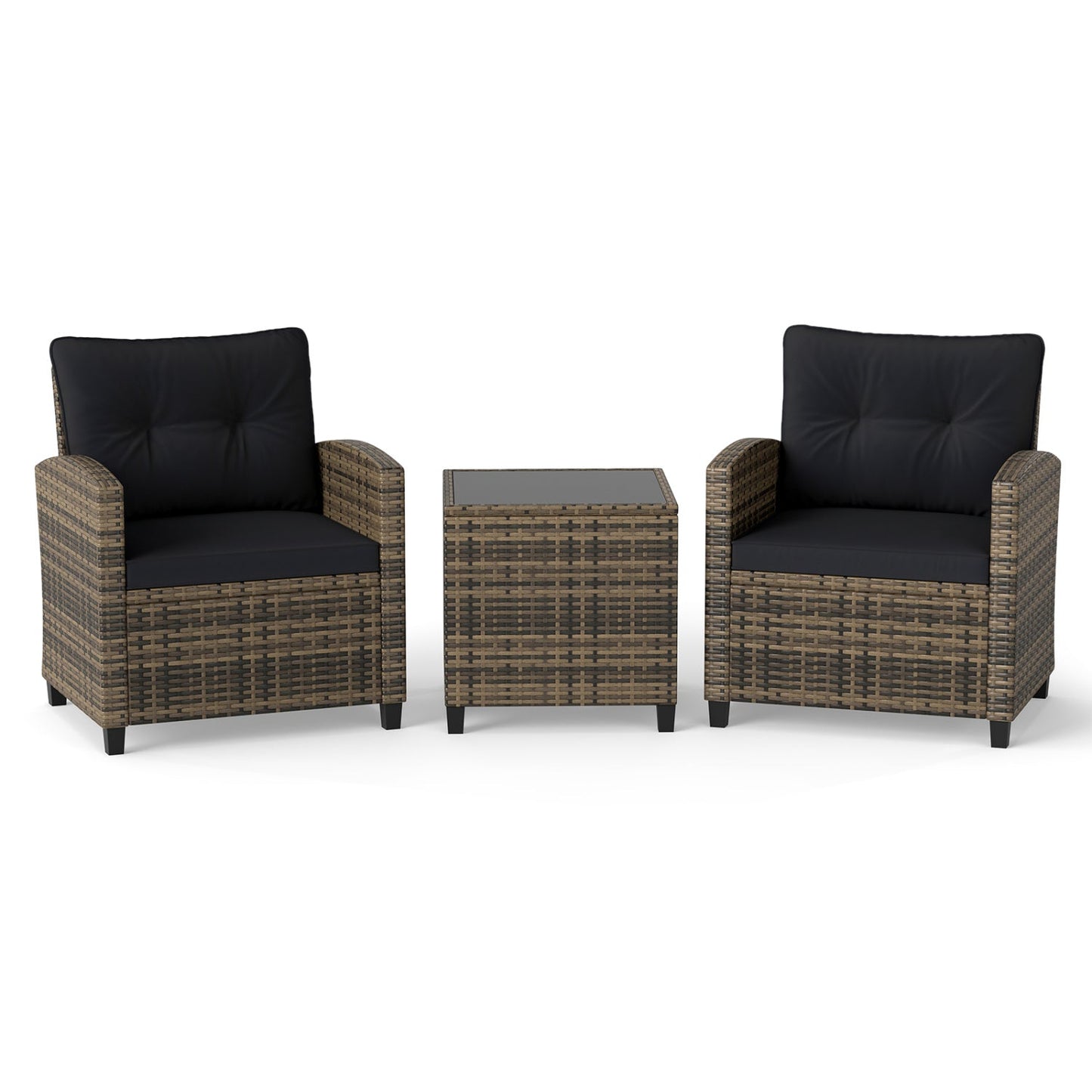 3-Piece Patio Conversation Set with glass table in brown wicker by DirectDeals on Tampa Home & Garden Store
