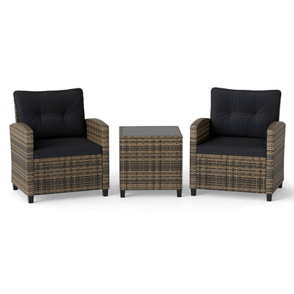 3-Piece Patio Conversation Set with glass table in brown wicker by DirectDeals on Tampa Home & Garden Store
