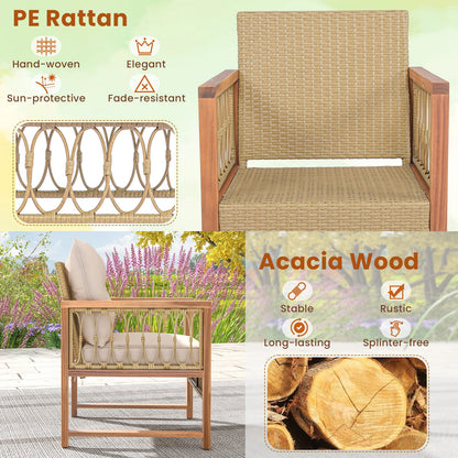 3-Piece patio furniture set with acacia wood frame and brown woven cushions DirectDeals outdoor on Tampa Home & Garden Store
