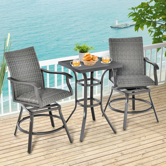 3 Pieces Swivel Bar Set with 4D Air Fiber Cushion - Tampa Home & Garden Store