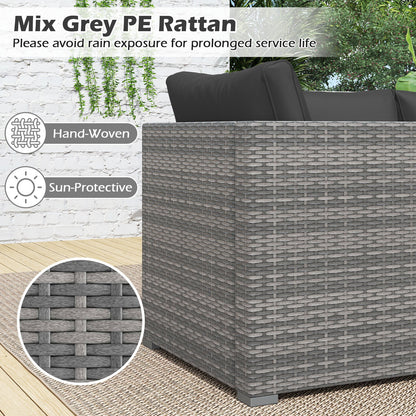 3 Pieces Patio Sectional Sofa Set PE Rattan Modular Couch Furniture Set with Soft Cushions