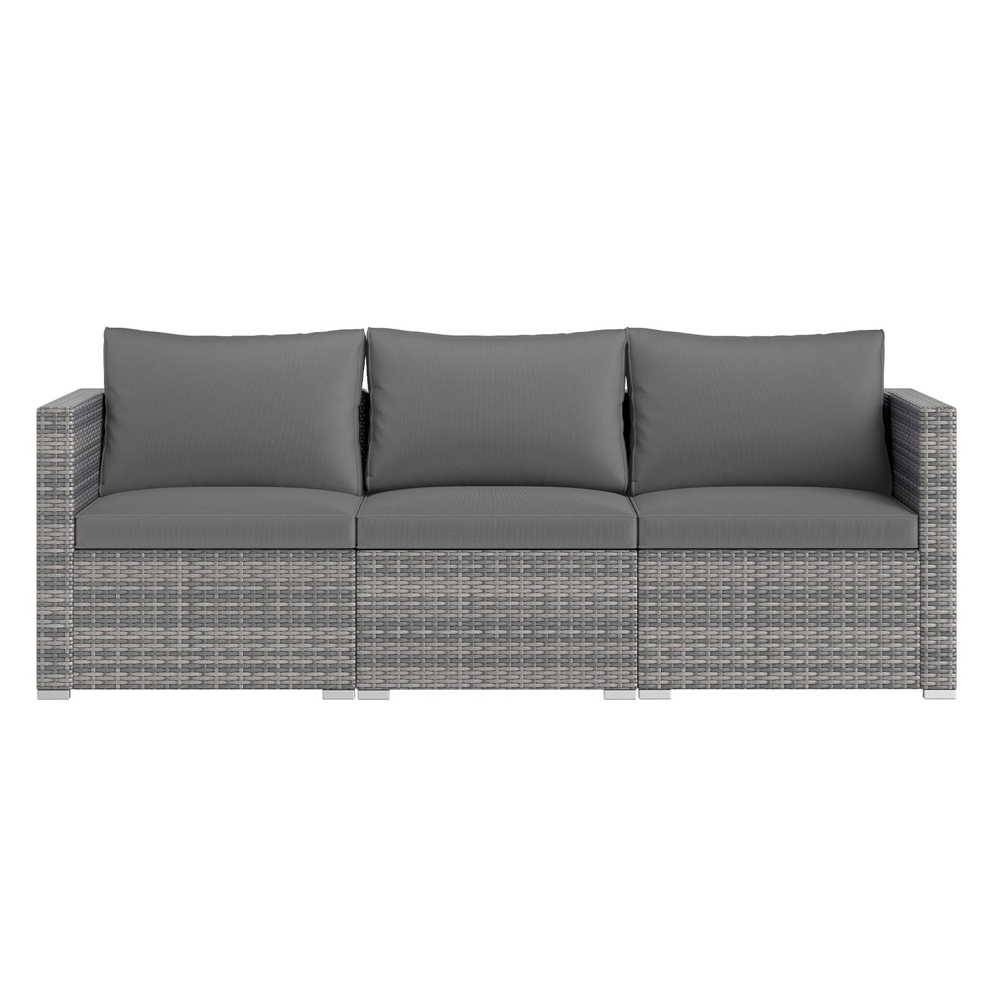 3 Pieces Patio Sectional Sofa Set PE Rattan Modular Couch Furniture Set with Soft Cushions