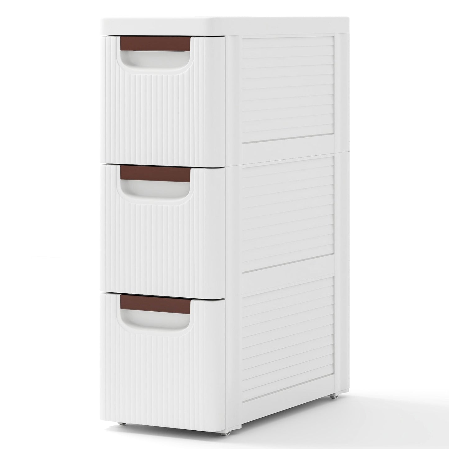 Unidad organizadora rodante de 3/4/5/6 cajones Gabinete de almacenamiento estrecho con ruedas incorporadas para espacios pequeños-3-cajones