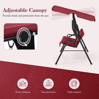 Three Seat Porch Swing with Canopy and Cushions