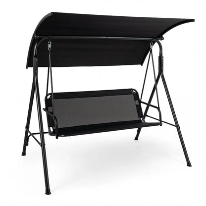 3-Seat Patio Swing Chair With Adjustable Canopy