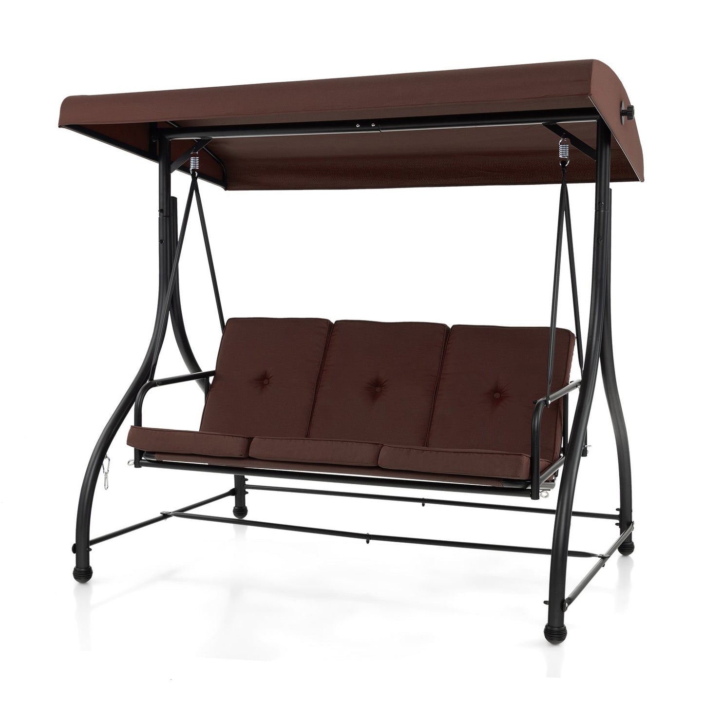 Columpio de Porche Exterior de 3 Asientos con Toldo Ajustable - Beige