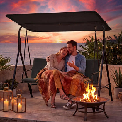 3-Seat Patio Swing Chair and Adjustable Canopy