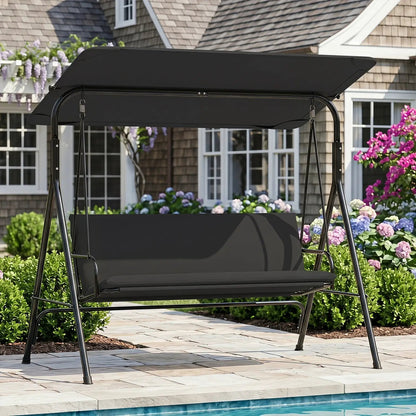 3-Seat Patio Swing Chair and Adjustable Canopy