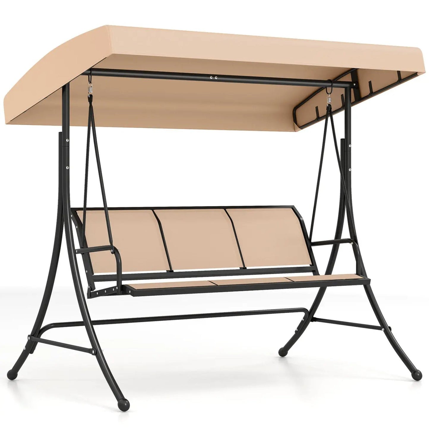 3 Seat Patio Swing Chair With Adjustable Canopy