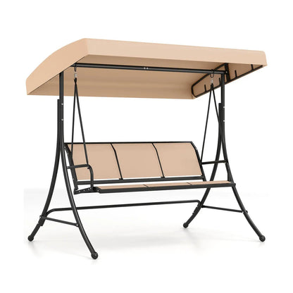 3 Seat Patio Swing Chair With Adjustable Canopy