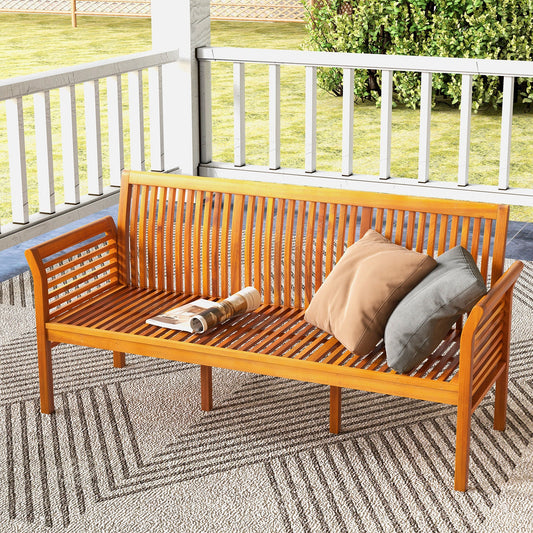 Banco de patio de madera de 62.5 pulgadas y 3 asientos con cojines blandos-Blanco