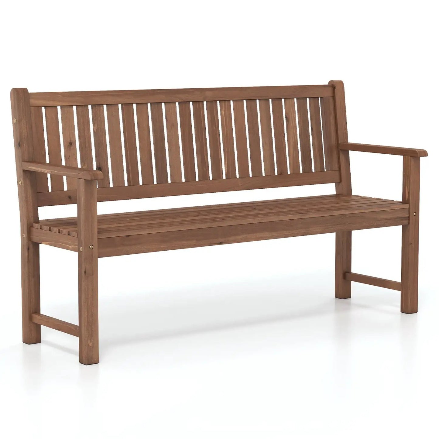 3-Seater Wooden Garden Bench with Backrest, 59 Inch
