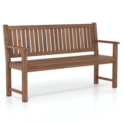 3-Seater Wooden Garden Bench with Backrest, 59 Inch