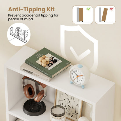 3-Tier Bookcase 42 inch Tall Book Shelf with Anti-Tipping Kit