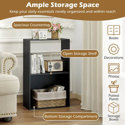 3-Tier Bookshelf With Open Storage Compartments