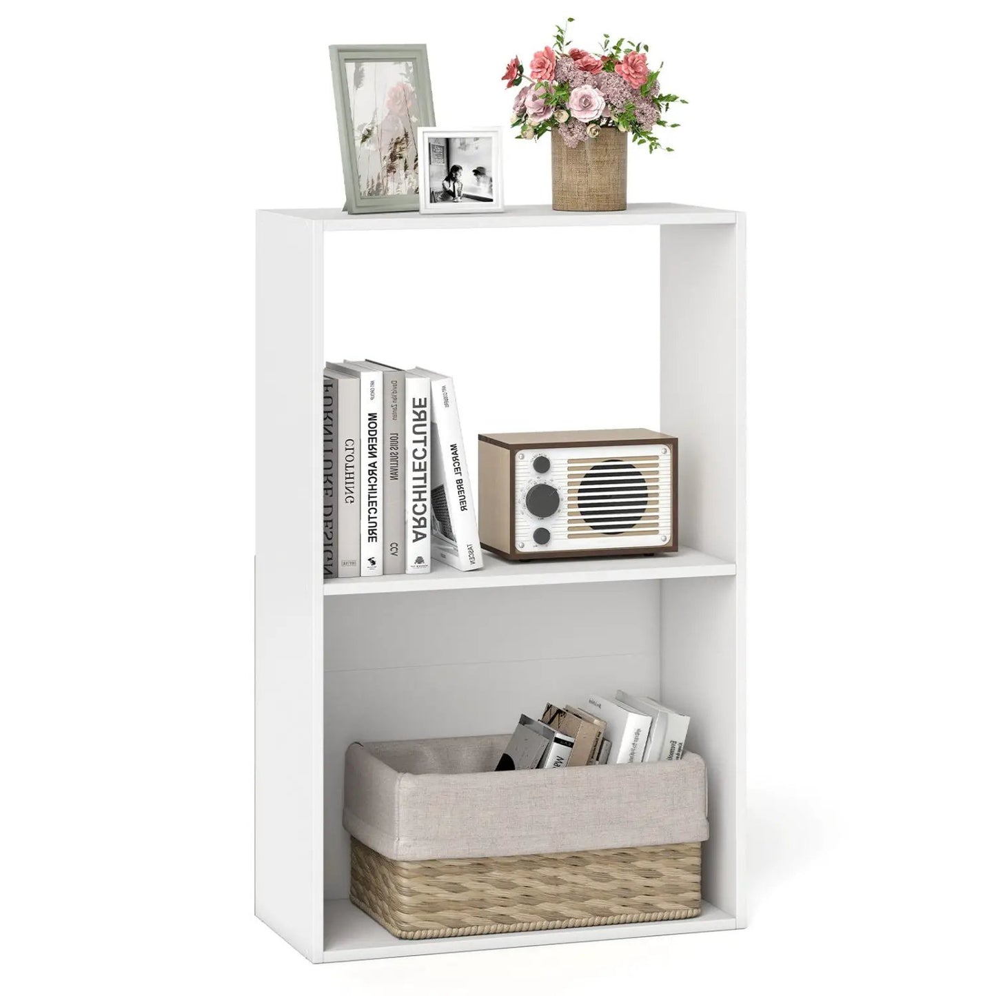 3-Tier Bookshelf With Open Storage Compartments