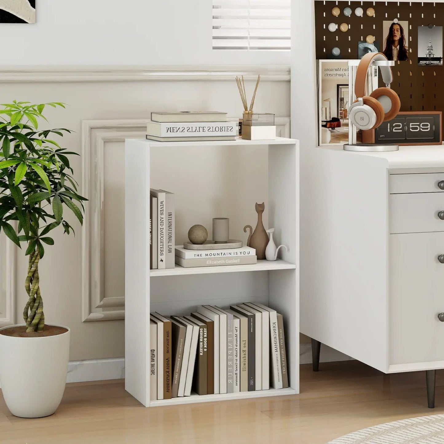 3-Tier Bookshelf With Open Storage Compartments