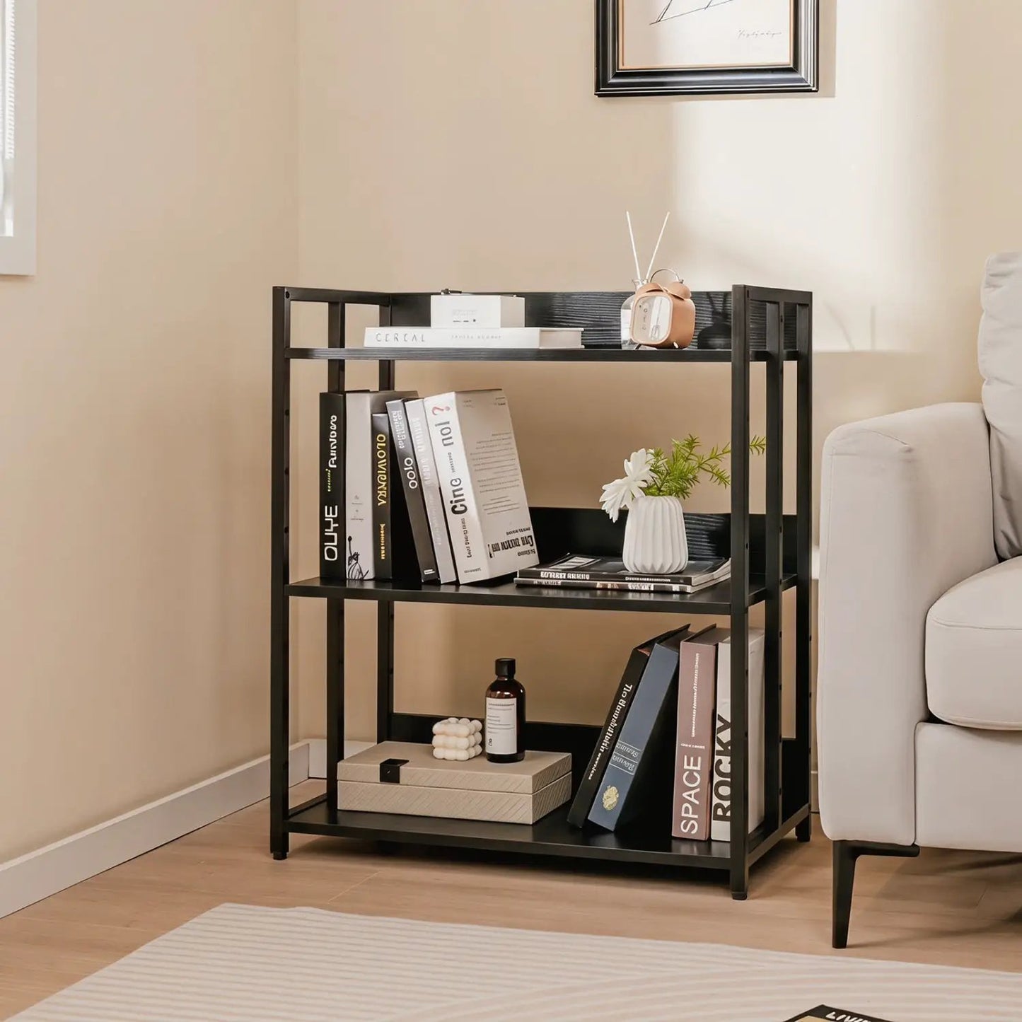 3 Tier Corner Bookshelf with Adjustable Shelves