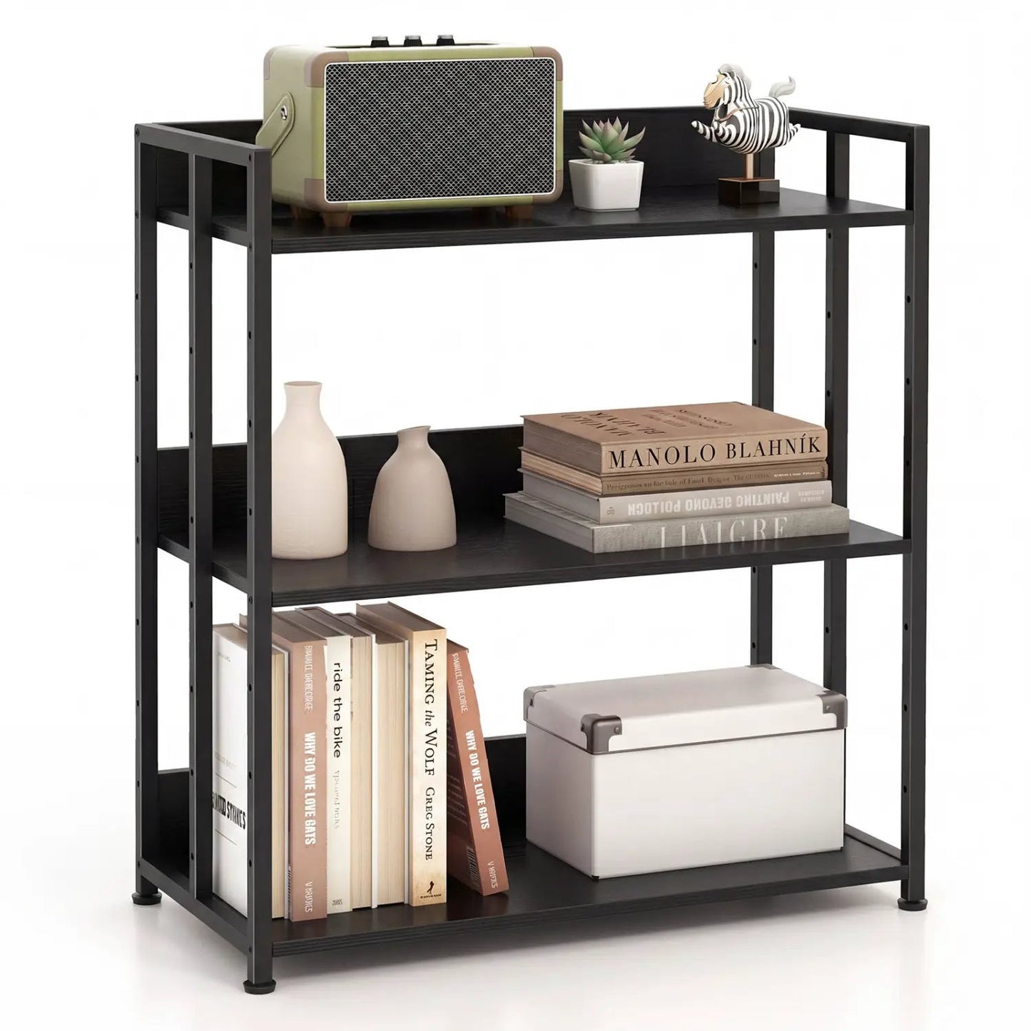 3 Tier Corner Bookshelf with Adjustable Shelves