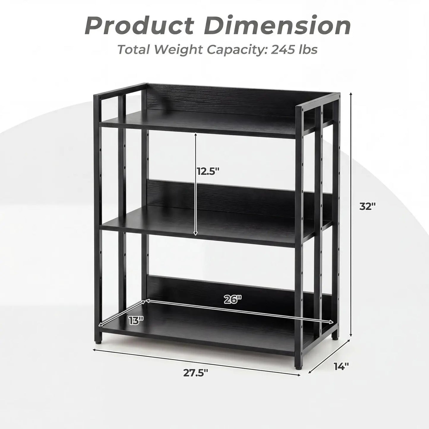 3 Tier Corner Bookshelf with Adjustable Shelves