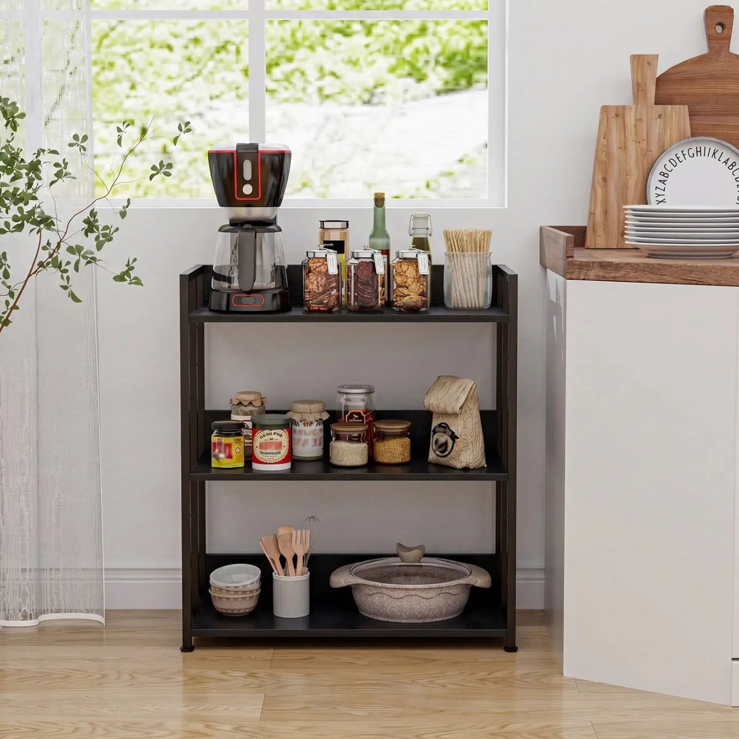 3 Tier Corner Bookshelf with Adjustable Shelves