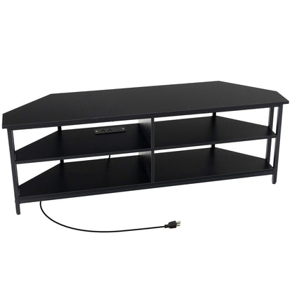 3-Tier Corner TV Stand for TVs up to 65 Inches with Charging Station