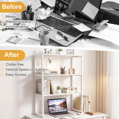 3-Tier Countertop Storage Hutch with Open Shelves by DirectDeals, white metal desk organizer on Tampa Home & Garden Store