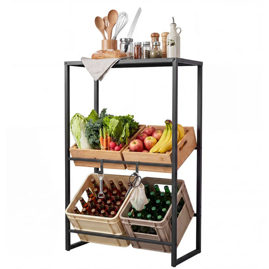 3 Tier Drink Crate Rack with Shelf for Beer