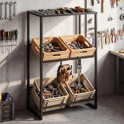 3 Tier Drink Crate Rack with Shelf for Beer