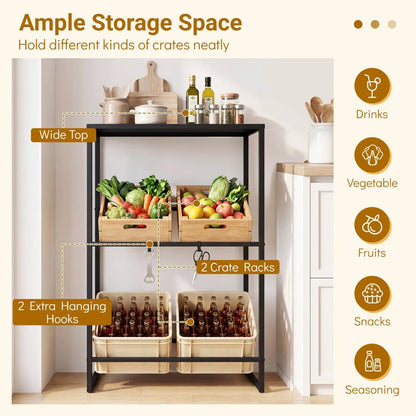 3 Tier Drink Crate Rack with Shelf for Beer