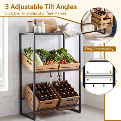3 Tier Drink Crate Rack with Shelf for Beer