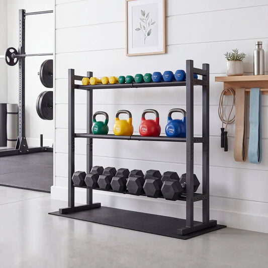 3-Tier Dumbbell Rack by DirectDeals, black steel frame, 529 lb capacity on Tampa Home & Garden Store