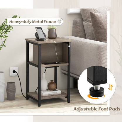 Mesa auxiliar de 3 niveles con puertos USB y tomas de corriente - 1 pieza