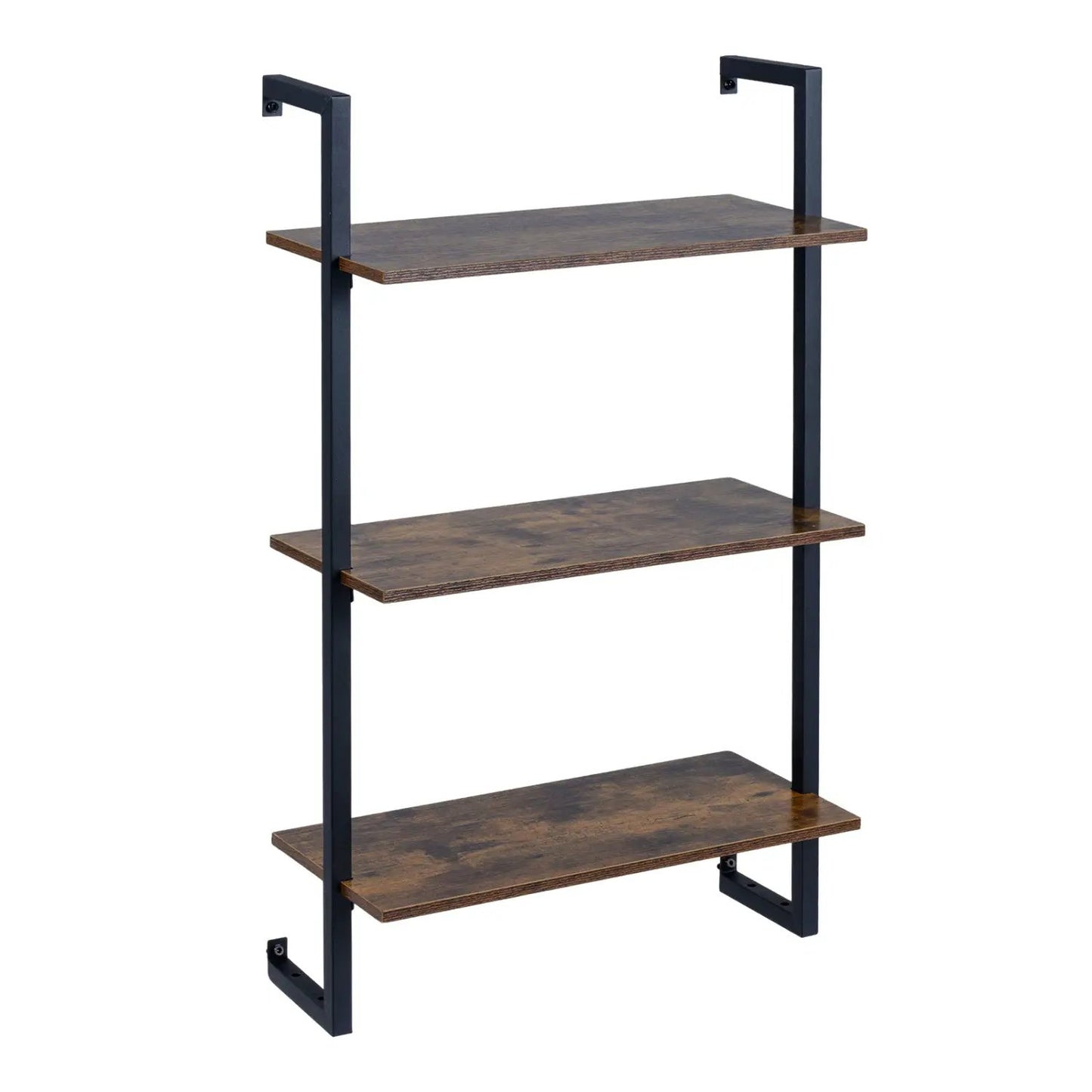 Three Tier Floating Wall Shelf in Rustic Brown