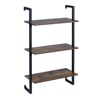 Three Tier Floating Wall Shelf in Rustic Brown