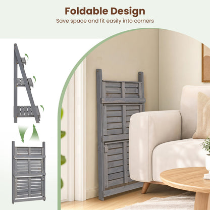 3-Tier Foldable Plant Stand gray wood with slatted shelves DirectDeals on Tampa Home & Garden Store