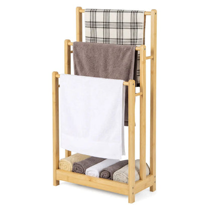Three Tier Bamboo Towel Rack and Storage Shelf