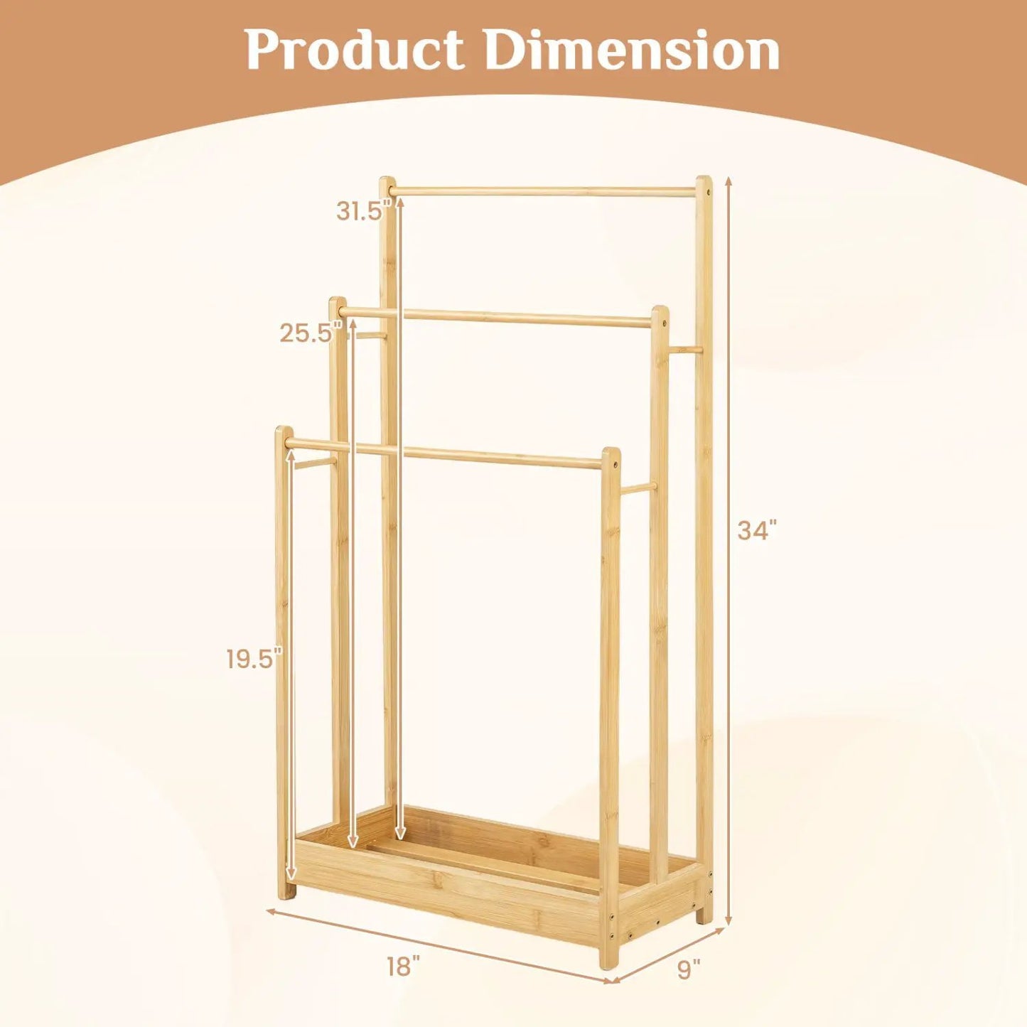 Three Tier Bamboo Towel Rack and Storage Shelf
