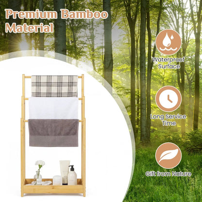 Three Tier Bamboo Towel Rack and Storage Shelf