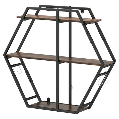 Geometric 3-Tier Bookcase with S-Shaped Hooks