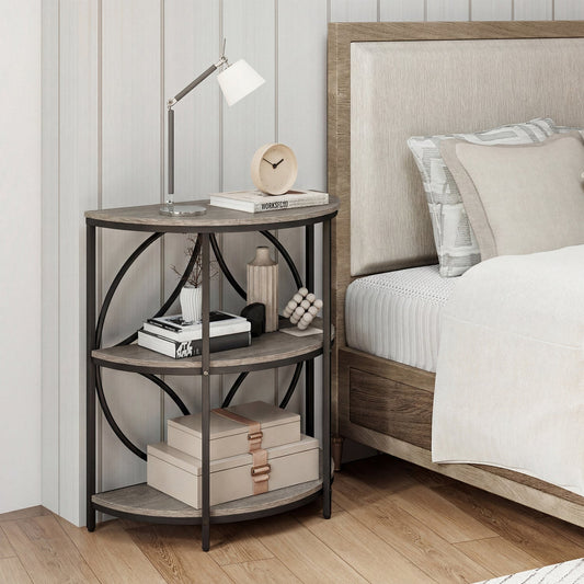 3-Tier Half Round End Table with Study Metal Frame for Living Room - Tampa Home & Garden Store