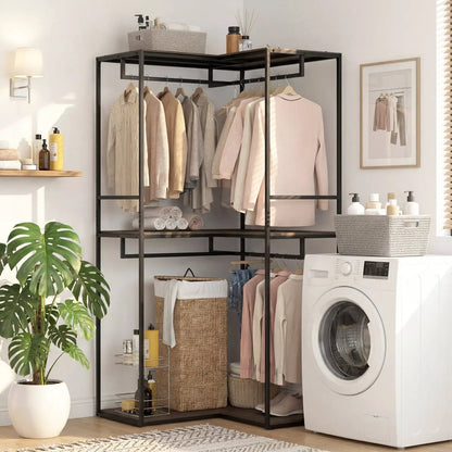 3-Tier Heavy Clothes Rack with Shelves and Racks