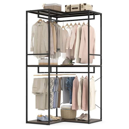 3-Tier Heavy Clothes Rack with Shelves and Racks