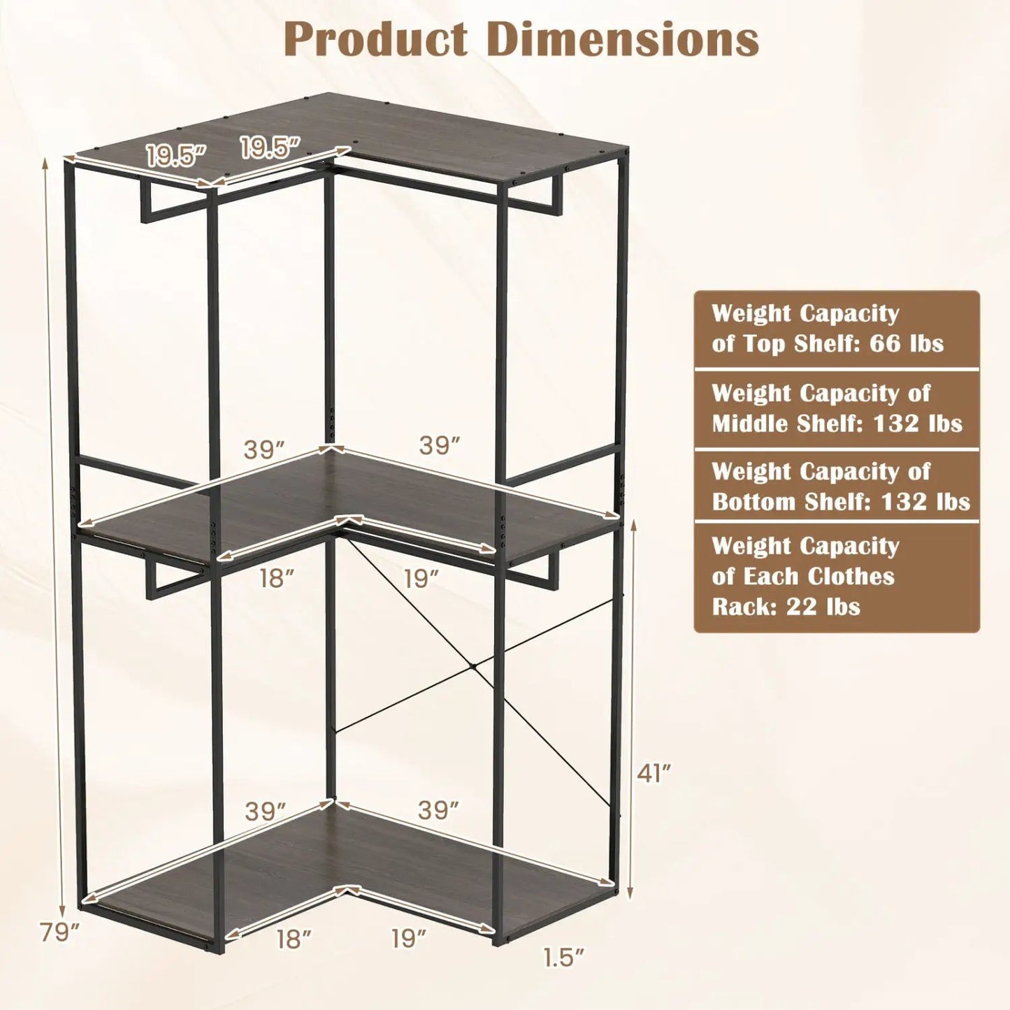 3-Tier Heavy Clothes Rack with Shelves and Racks