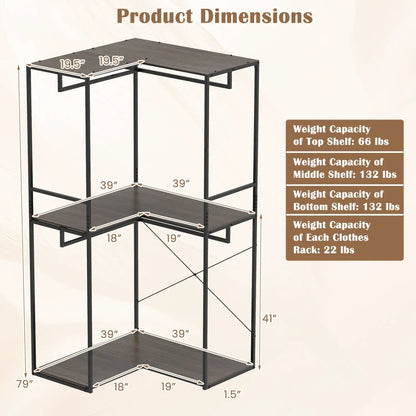 3-Tier Heavy Clothes Rack with Shelves and Racks
