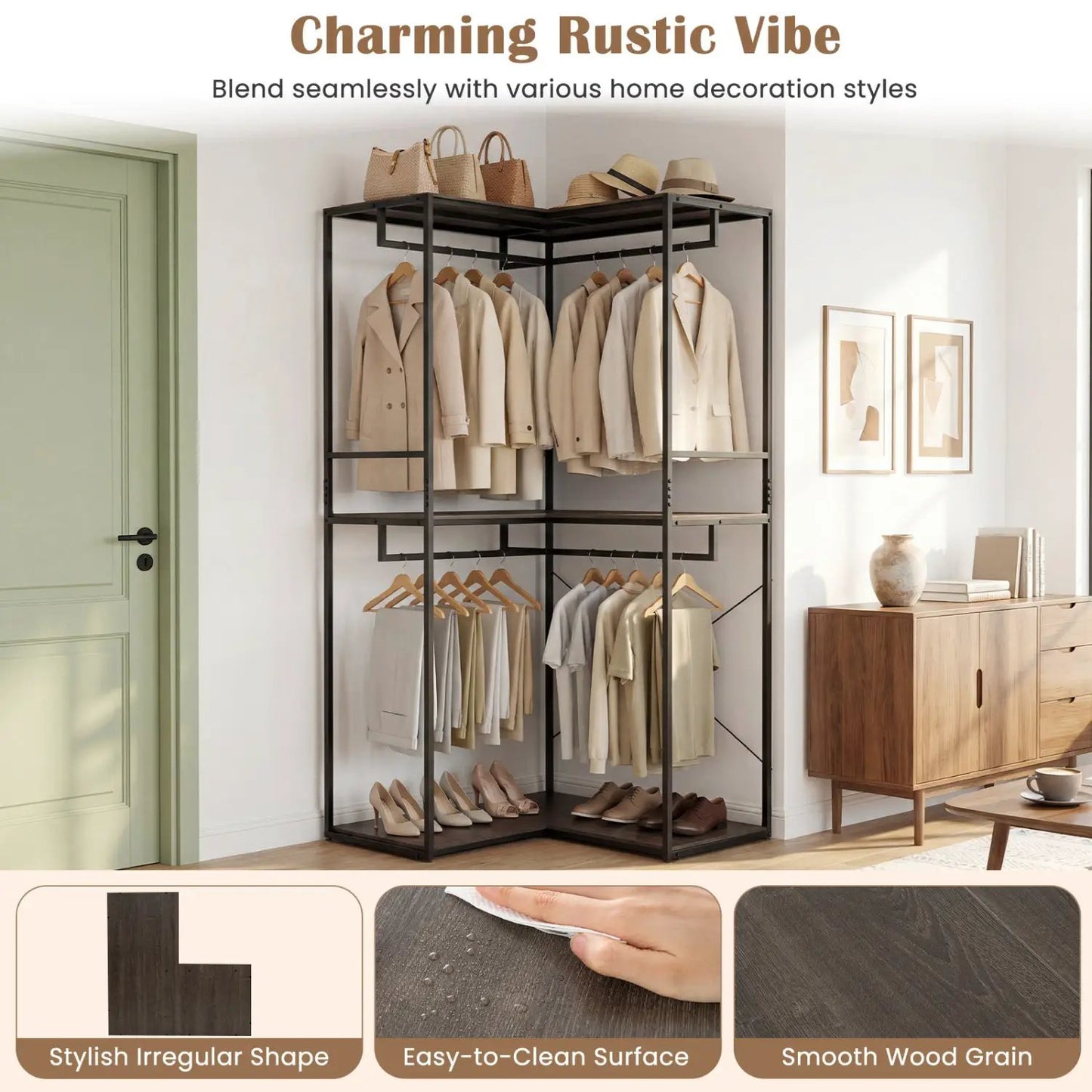 3-Tier Heavy Clothes Rack with Shelves and Racks