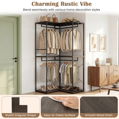 3-Tier Heavy Clothes Rack with Shelves and Racks