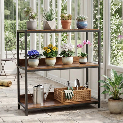 Three Tier Industrial Bookshelf with Metal Frame